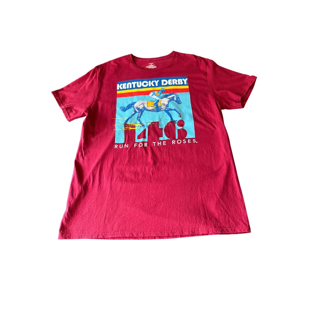 Kentucky Derby T-Shirt Maroon 148th Run For The Roses Graphic Tee XL Cotton